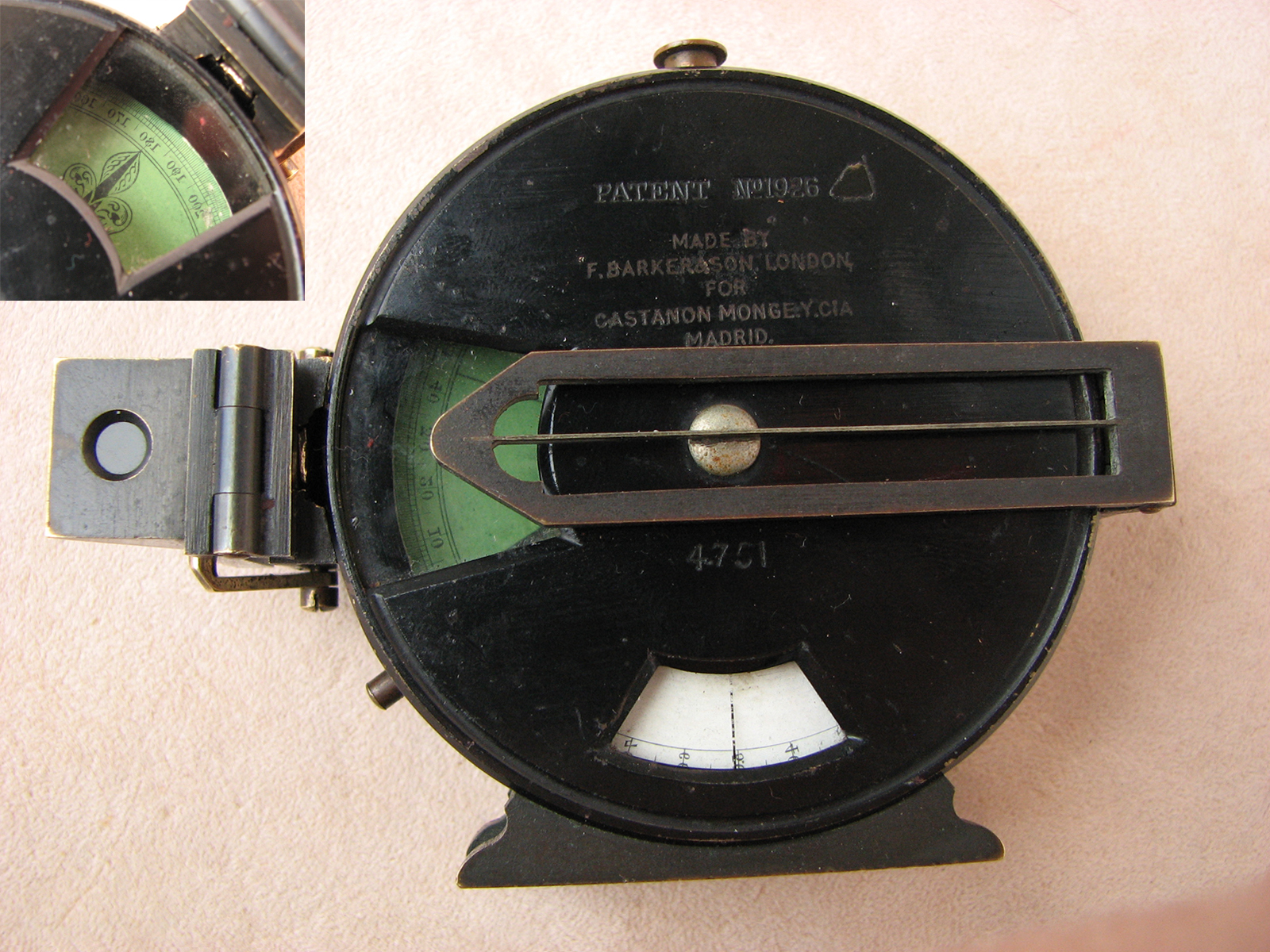 Francis Barker & Son Angle of Sight compass clinometer with case